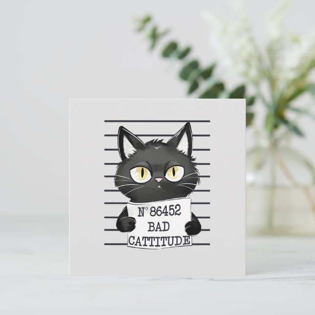 Bad Cattitude – Black Cat Mugshot (Standing Front)