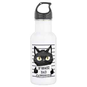 Bad Cattitude – Black Cat Mugshot 532 Ml Water Bottle