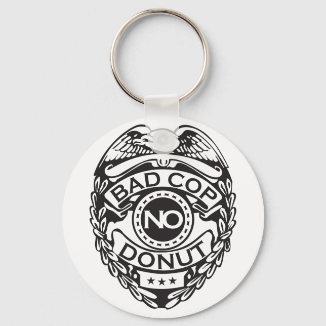Bad Cop No Doughnut - Black Keychain (Front)