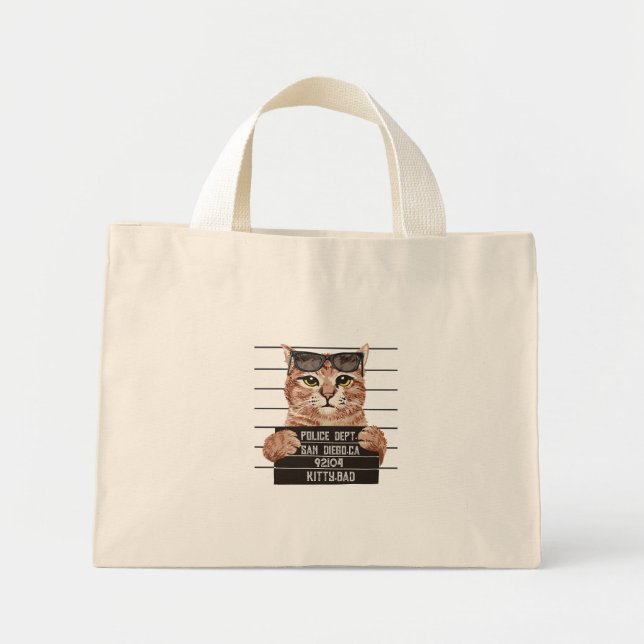 bad cute cat design | cats lovers design  mini tote bag (Front)