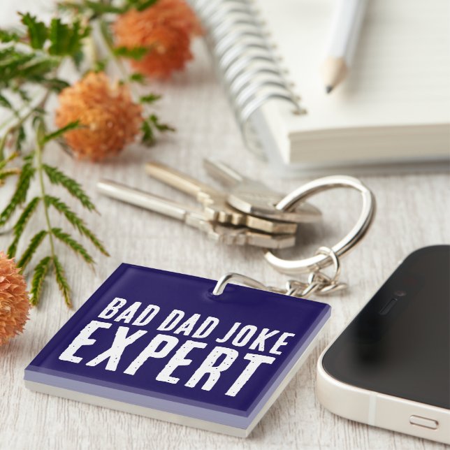 Bad Dad Joke Expert BOLD TYPOGRAPHY Keychain (Front Right)