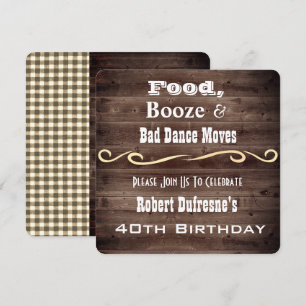 "Bad Dance Moves" Rustic Birthday Invitation