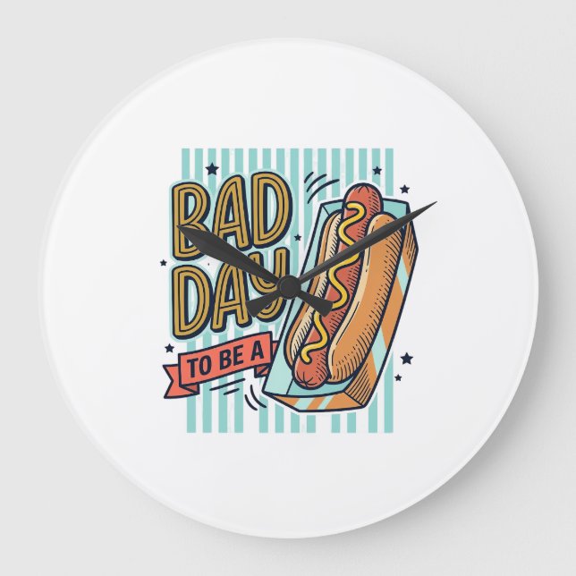 Bad Day Hot Dog Retro Vector Shirt Design_1 Large Clock (Front)