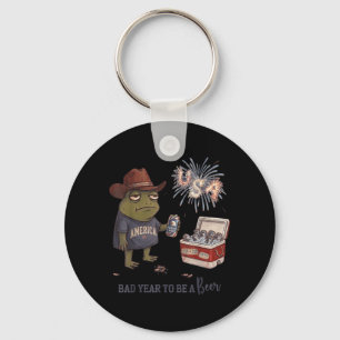 Bad Day To Be A Beer Funny Patriotic Frog Cowboy Keychain