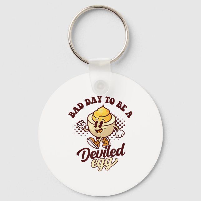 Bad Day To Be A Deviled Egg Funny Thanksgiving Egg Keychain (Front)