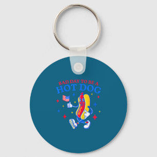 Bad day to be a hot dog funny bbq grilling 4th of keychain