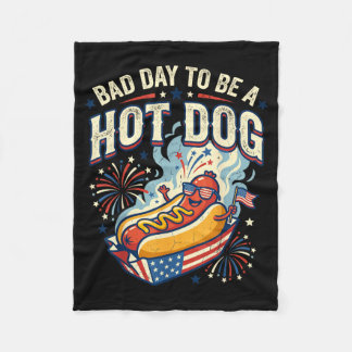 Bad Day To Be A Hot Dog Funny Summer Doodle 4th Of Fleece Blanket