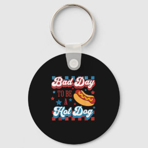 Bad Day To Be A Hot Dog Retro 4th Of July Keychain