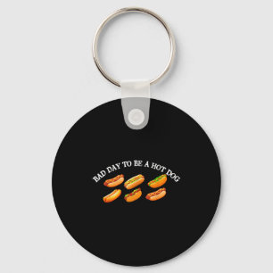 Bad day to be a hotdog funny retro hotdog keychain