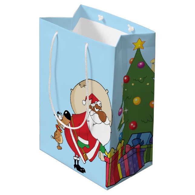 Bad Dog Bites Black Santa on the Butt Medium Gift Bag (Back Angled)