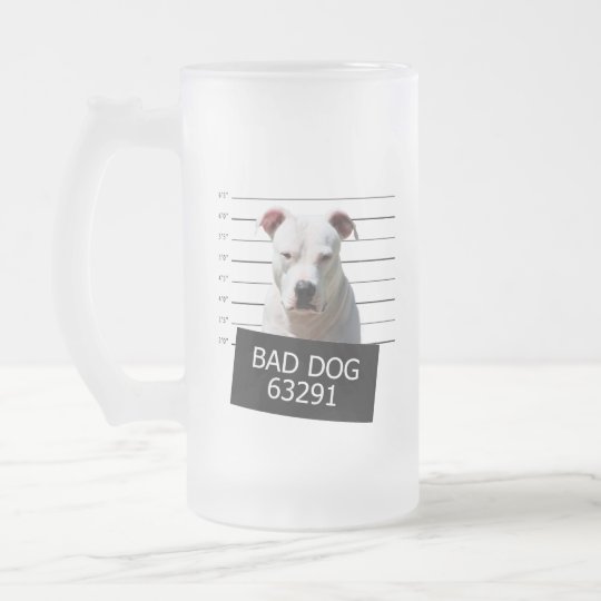 Bad dog frosted glass beer mug