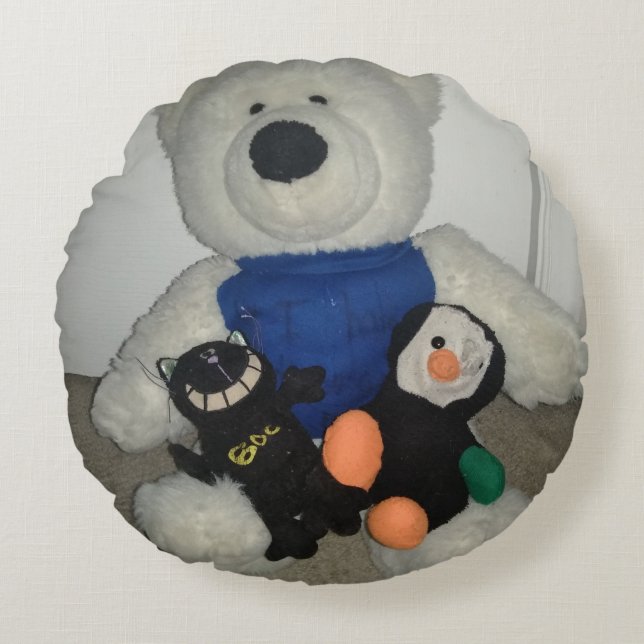Bad Dream Cat, Archer, And Polory Round Pillow (Front)