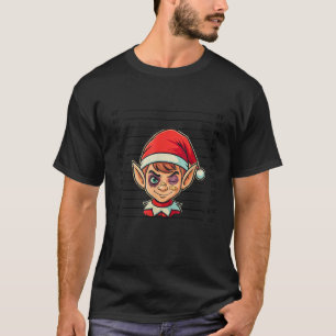 Bad Elf Funny Evil Elf Christmas Mug shot Police X T-Shirt