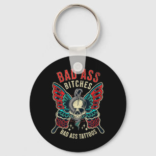 Bad Es Tattooed Women Empowered Retro Tattoo Flash Keychain
