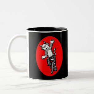 Bad Evil Monkey Riding Unicycle Two-Tone Coffee Mug