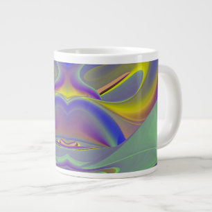 Bad Face , Abstract 3D Rainbow Art Large Coffee Mug