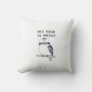 Bad Feather Day Vintage Bird Illustration Throw Pillow