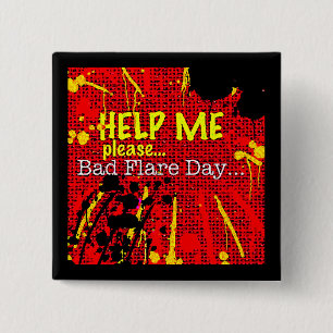 bad flare day red button/badge/pin 2 inch square button