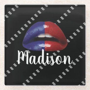 Bad Girl Makeup Lipstick Beauty Custom Personalize Glass Coaster