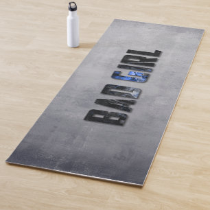 Bad Girl rustic grey blue Yoga Mat