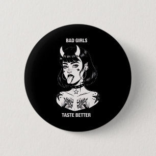 Bad Girls Taste Better Tattoo Devil Halloween Men 2 Inch Round Button