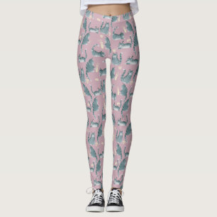 Bad Grey Tabby Cats Knocking Stuff Over Pattern Leggings