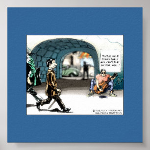 "Bad Guitarist" Funny Cartoon Collectable Poster