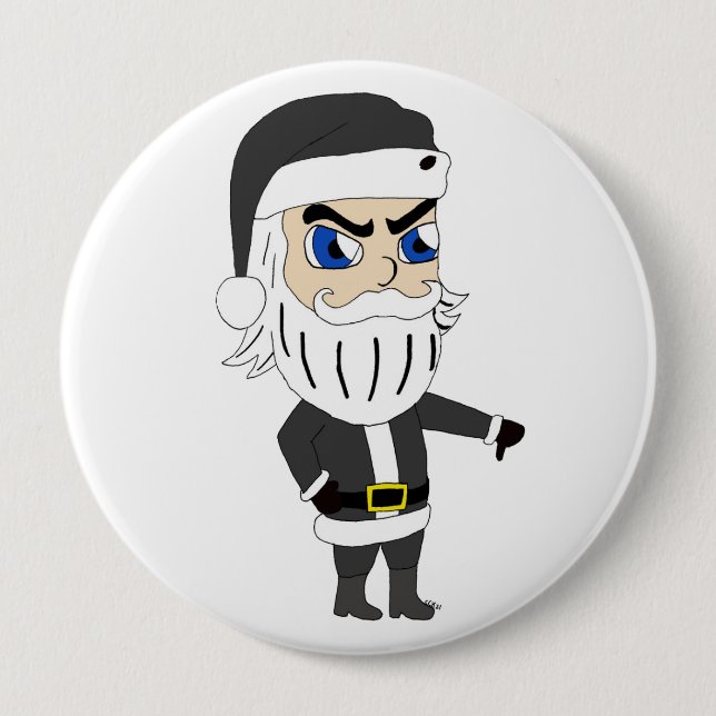 bad guy santa claus 4 inch round button (Front)