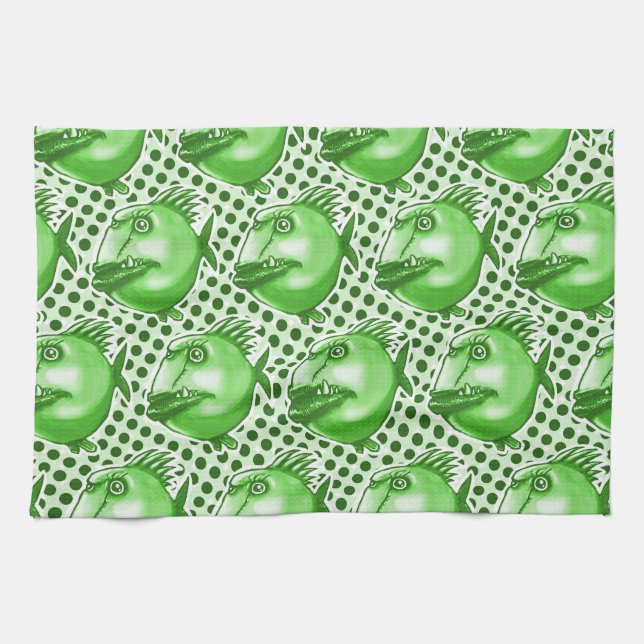 bad guy ugly fish funny cartoon kitchen towel (Horizontal)