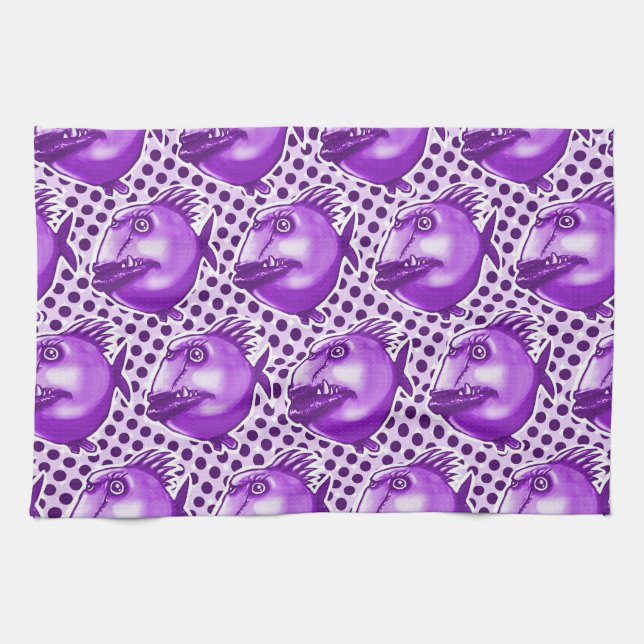 bad guy ugly fish funny cartoon kitchen towel (Horizontal)