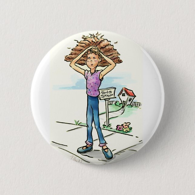 Bad Hair Day 2 Inch Round Button (Front)