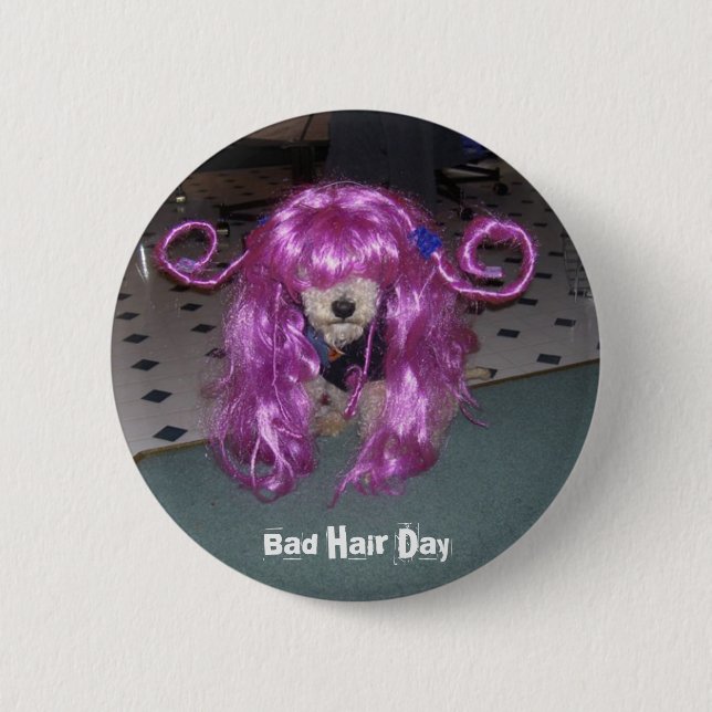 Bad Hair Day 2 Inch Round Button (Front)