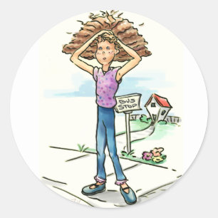 Bad Hair Day Classic Round Sticker