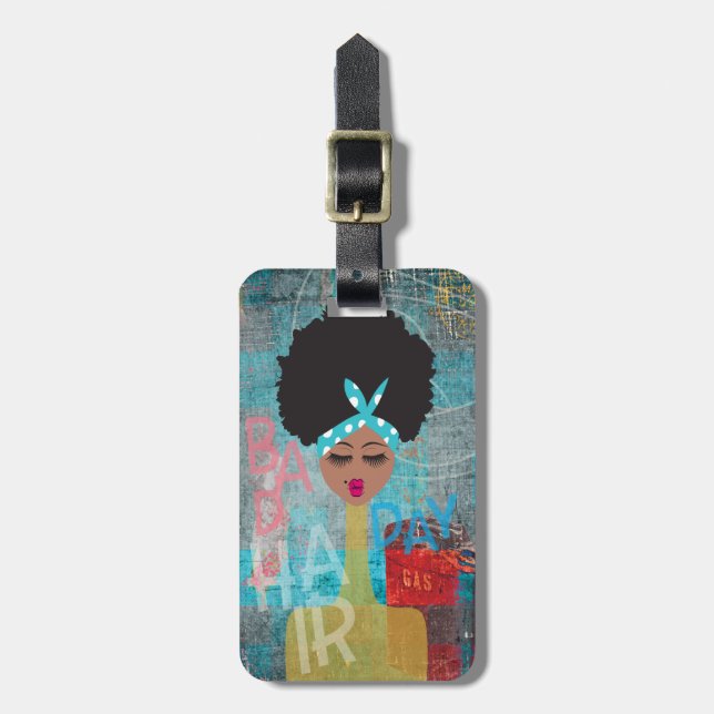 Bad Hair Day (Customizable Back) Luggage Tag (Front Vertical)