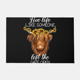 bad hair dont care scottish highland cow pullover doormat
