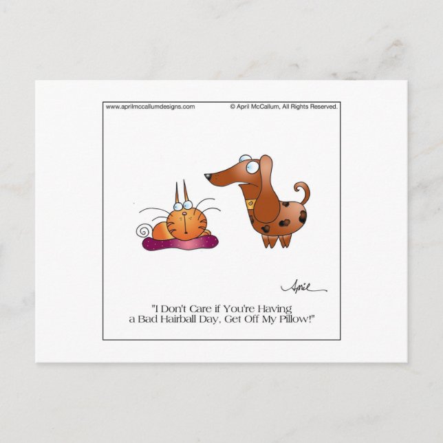 BAD HAIRBALL Postcard by April McCallum (Front)