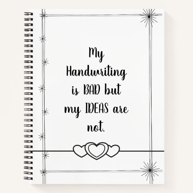 Bad Handwriting minimalistic lines Spiral Notebook (Front)