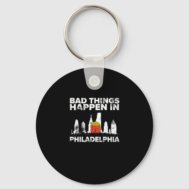 Bad Happen Philadelphia Halloween Spooky Trumpkin Keychain (Front)