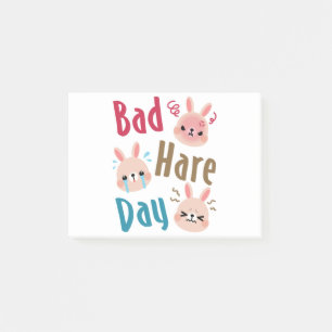 Bad Hare Day Funny Bunny Rabbit Kawaii Easter Post-it Notes