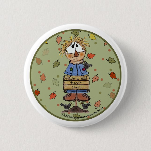 Bad Hay'r Day Scarecrow 2 Inch Round Button (Front)