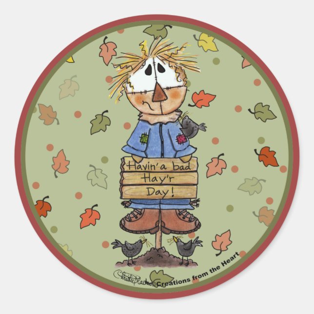 Bad Hay'r Day Scarecrow Classic Round Sticker (Front)