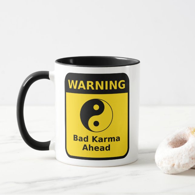 Bad Karma Warning Mug (With Donut)
