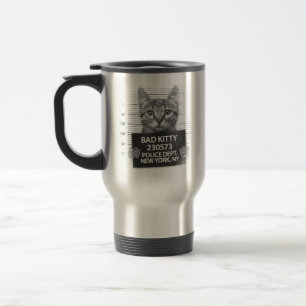 Bad Kitty Cat Police Arrest Photo Funny Travel Mug