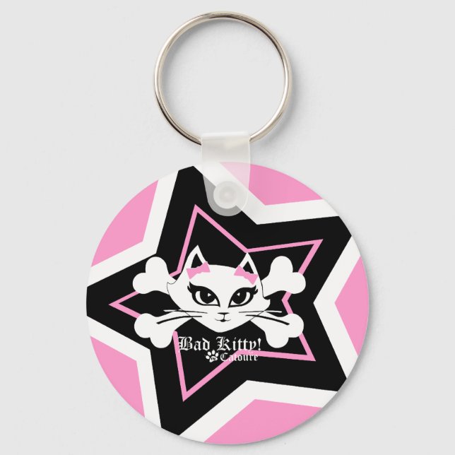 Bad Kitty Catoure Star Keychain (Front)