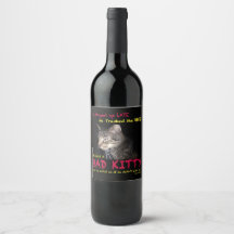 Bad Kitty Étiquette bouteille de vin