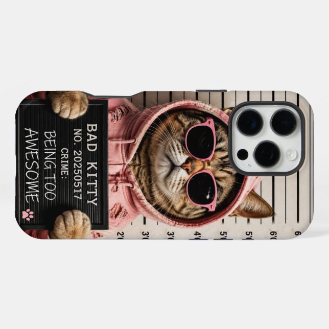 Bad Kitty Mugshot Funny Cat Phone Case (Back Horizontal)