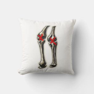Bad Knees – Funny Skeleton Knee Illustration Throw Pillow