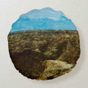 Bad Lands National Park South Dakota Abstract Round Pillow