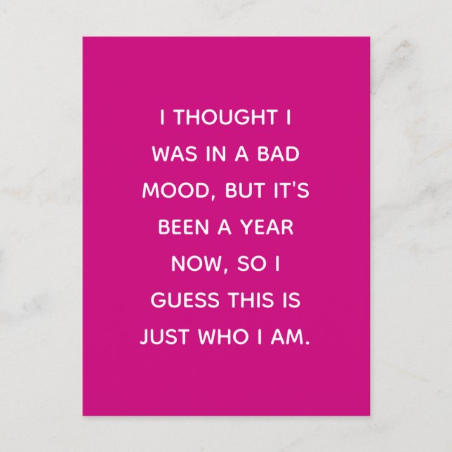 Bad Mood for Over a Year / Who I Am Postcard (Front)
