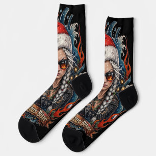 Bad Mrs Claus Biker Socks Biker Wife Badass